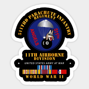511th PIR 11th Airborne Div - WWII w PAC - PHIL SVC Sticker